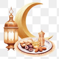 Ramadan iftar food png digital art, transparent background