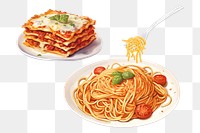 Spaghetti & lasagna png digital art food, transparent background