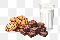 Milk & cookies png digital art food, transparent background