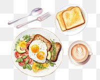 Breakfast png digital art food, transparent background