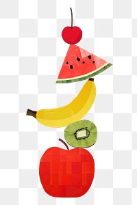 Healthy fruits png, creative paper craft collage, transparent background