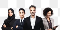 PNG diverse team, business people remix, transparent background