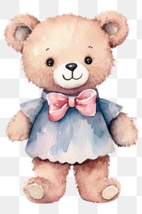 PNG Boy teddy bear, watercolor illustration, transparent background