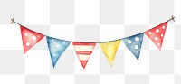 PNG Colorful bunting, watercolor illustration, transparent background