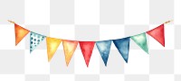 PNG Colorful bunting, watercolor illustration, transparent background