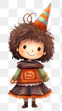 PNG Little witch, watercolor illustration, transparent background