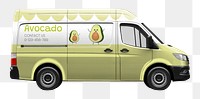 Avocado cargo van png, vehicle for small business, transparent background