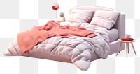 PNG Cozy bed furniture blanket cushion. AI generated Image by rawpixel.