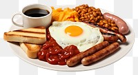 PNG English breakfast ketchup coffee plate. AI generated Image by rawpixel.
