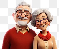 PNG Senior couple portrait glasses cartoon. 