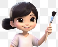 PNG Brush smiling cartoon doll. AI generated Image by rawpixel.