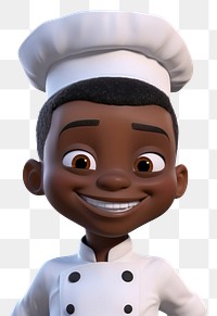 PNG  Chef black little boy cartoon smiling portrait. AI generated Image by rawpixel.