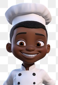 PNG Chef black little boy cartoon smiling portrait. 