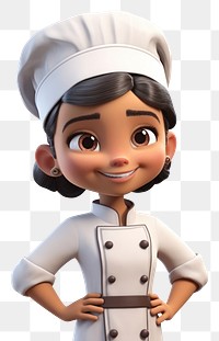 PNG Chef indian little girl smiling cartoon  