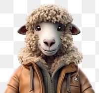 PNG Sheep wearing winter Clothes livestock portrait cartoon. 