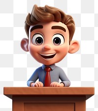 PNG Little boy speech behind podium cartoon smiling technology. 