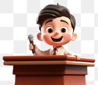 PNG Little boy speech behind podium cartoon smiling  