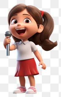 PNG Little girl singing cartoon smiling toy. AI generated Image by rawpixel.