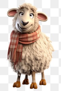 PNG Sheep wearing scarf livestock cartoon animal. 