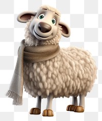 PNG Sheep wearing scarf cartoon animal mammal. 