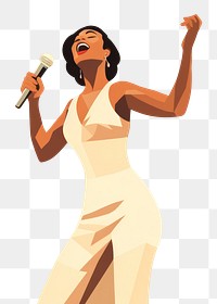 PNG African woman singing karaoke microphone cartoon adult. 