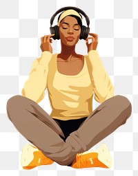 PNG Headphones listening sitting adult. AI generated Image by rawpixel.