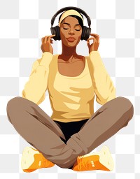 PNG Headphones listening sitting adult. 