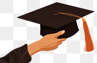 PNG Hand holding graduation cap intelligence achievement certificate. AI generated Image by rawpixel.