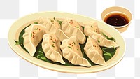 PNG Japanese gyoza dumpling plate food. 