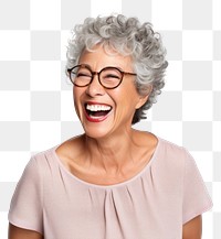 PNG Senior hispanic woman laughing glasses adult. 