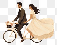 PNG Couple riding bicycles vehicle cycling wedding. AI generated Image by rawpixel.