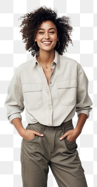 PNG Black woman standing portrait smiling. 