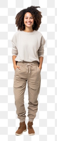 PNG Black woman standing smiling pants. 