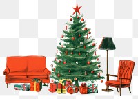 PNG Christmas tree furniture cartoon. 