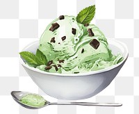 PNG Mint Chocolate Chip Ice Cream chocolate dessert plant. AI generated Image by rawpixel.