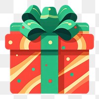 PNG A christmas gift box ribbon green red. 