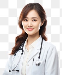 PNG Asian doctor woman adult white background stethoscope. 