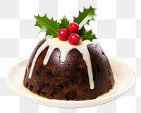 Christmas pudding chocolate dessert plate. 