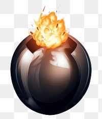 PNG Black Rounded clean Bomb sphere black fire. 