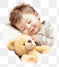 PNG Baby sleeping toy portrait. 