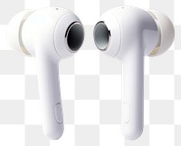 PNG A White headphones wireless earpieces white white background electronics. AI generated Image by rawpixel.