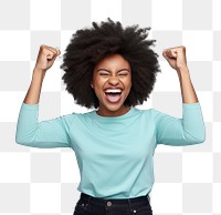 PNG Black woman happy shouting laughing adult