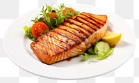 PNG  Salmon plate food vegetable. AI generated Image by rawpixel.