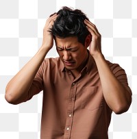 PNG Asian man distressed worried adult pain. 