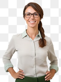 PNG  Teacher smile standing glasses. AI generated Image by rawpixel.