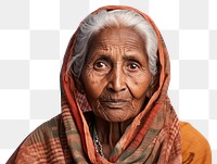 PNG Senior indian woman retirement headscarf portrait. 