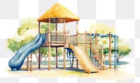 PNG Watercolor playground outdoors  architecture. 