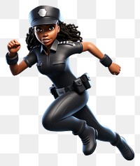 PNG Black police woman cartoon adult  