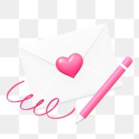 Valentine's love letter png, cute 3D remix, transparent background