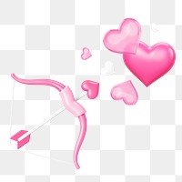 Cupid bow png arrow, 3D Valentine's Day remix, transparent background